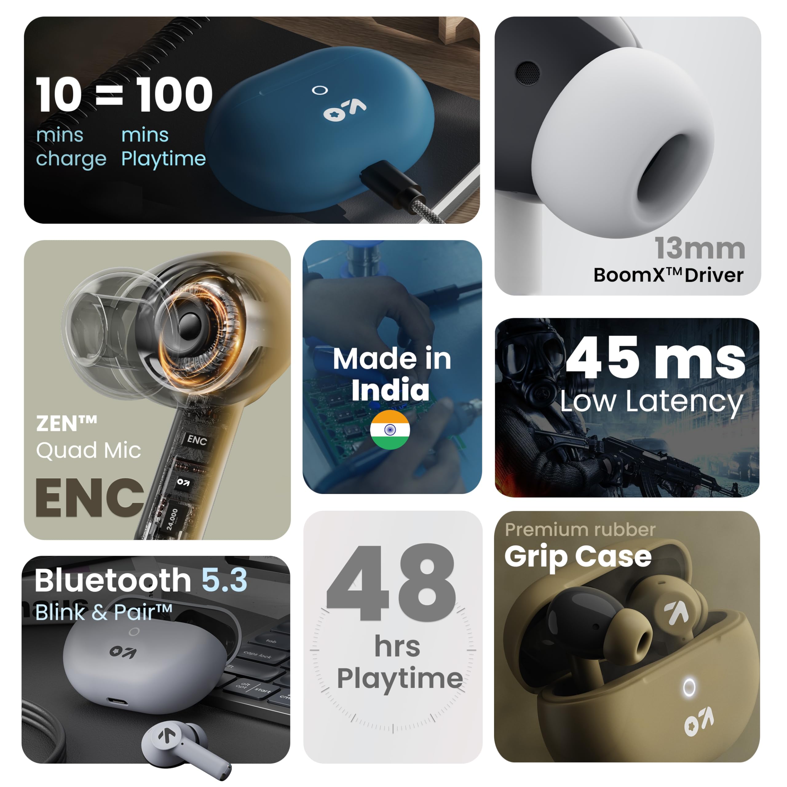 GOBOULT K40 True Wireless in Ear Earbuds with 48H Playtime, Clear Calling 4 Mics, 45ms Low Latency Gaming, 13mm Bass Drivers, Type-C Fast Charging, Bluetooth 5.3 Ear Buds (Berry Red) - Image 12